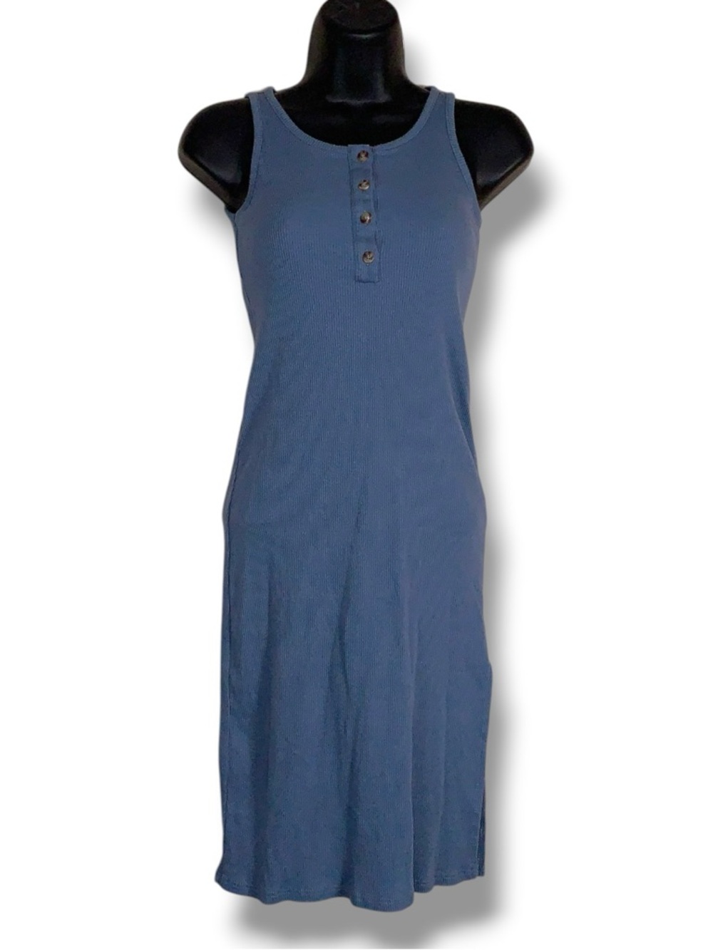 Girls Medium Art Class Teal Blue Sleeveless Dress Ribbed Casual Stretch